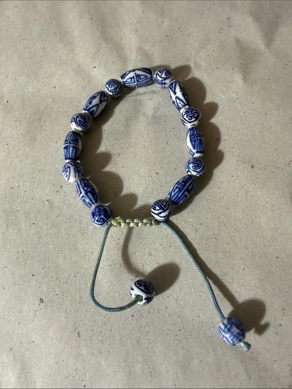 Blue and White Ceramic Bead Bracelet